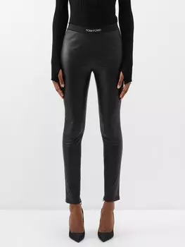 Легинсы из жаккардовой кожи с логотипом Tom Ford, черный
