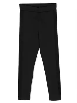 Легинсы с эластичным поясом и нашивкой-логотипом Moncler Enfant, черный