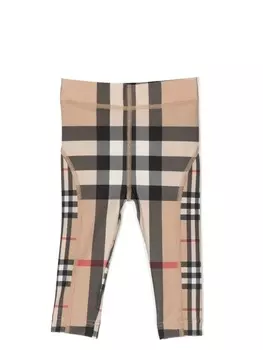 Легинсы в клетку Vintage Check Burberry Kids, бежевый