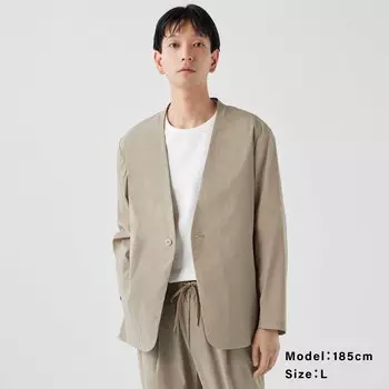 Легкая эластичная куртка без воротника Мужчины PLST, бежевый