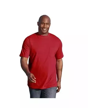 Легкая безусадочная футболка с круглым вырезом и карманами Big & Tall KingSize, красный