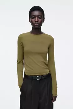 Легкая блузка с длинным рукавом – slim fit COS, цвет Oliwkowozielony