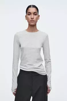 Легкая блузка с длинным рукавом – slim fit COS, серый меланж