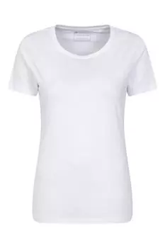 Легкая дышащая базовая хлопковая футболка с круглым вырезом и короткими рукавами Mountain Warehouse, белый