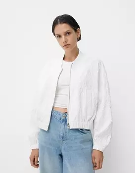 Легкая фактурная куртка Bershka, белый