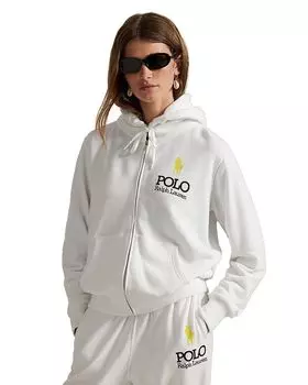 Легкая флисовая толстовка Big Pony с молнией Ralph Lauren, белый