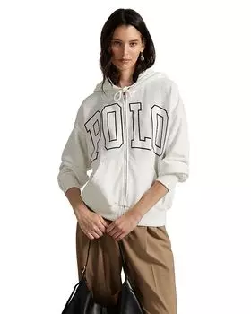 Легкая флисовая толстовка с молнией и логотипом Ralph Lauren, слоновая кость/кремовый