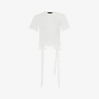 Легкая футболка из хлопкового джерси с бантом Simone Rocha, белый