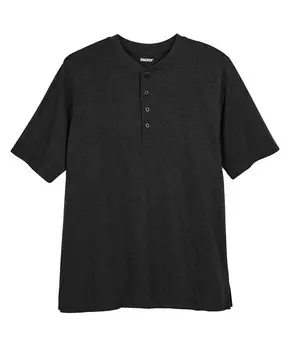 Легкая футболка на пуговицах Big & Tall без усадки KingSize, черный