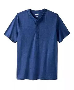 Легкая футболка на пуговицах Big & Tall без усадки KingSize, синий