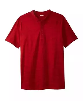 Легкая футболка на пуговицах Big & Tall без усадки KingSize, красный