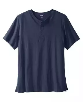 Легкая футболка на пуговицах высокой длины, без усадки, удлиненная, легкая футболка на пуговицах KingSize, синий