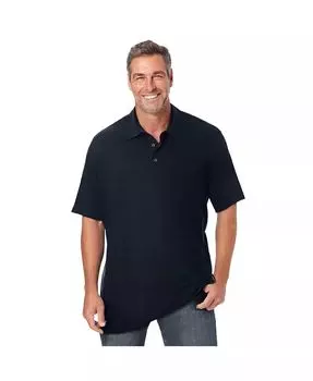 Легкая футболка-поло без усадки для мужчин больших и высоких размеров KingSize, черный