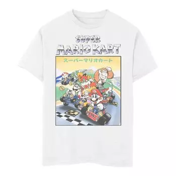 Легкая футболка с графическим рисунком Nintendo Super Mario Kart Retro Racers для мальчиков 8–20 лет Licensed Character