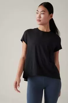 Легкая футболка с короткими рукавами и круглым вырезом Athleta, черный