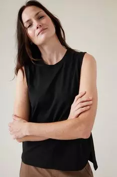 Легкая футболка с круглым вырезом для спортсменов из хлопка супима Athleta, черный