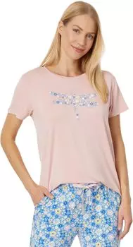 Легкая футболка Sleep с цветами стрекозы Life is Good, цвет Himalayan Pink