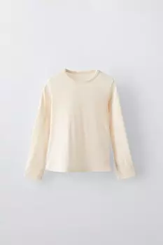 Легкая футболка ZARA, экрю