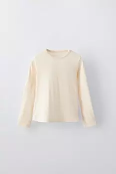 Легкая футболка ZARA, экрю