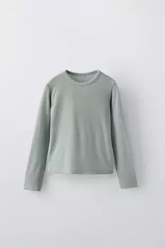 Легкая футболка ZARA, голубоватый