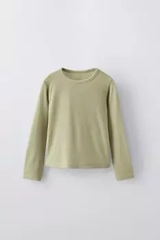 Легкая футболка ZARA, оливково-зеленый