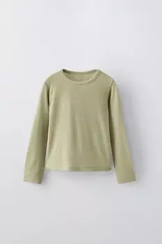 Легкая футболка ZARA, оливково-зеленый