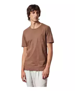 Легкая хлопковая футболка с нагрудным карманом Massimo Alba, коричневый