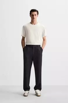 Легкая хлопковая футболка ZARA, экрю