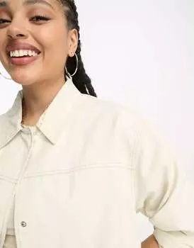 Легкая хлопковая куртка с карманами ASOS DESIGN Curve цвета экрю