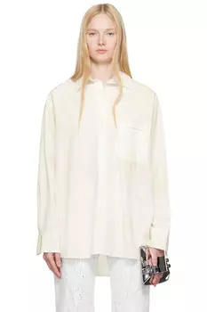 Легкая хлопковая поплиновая рубашка с длинным рукавом Mm6 Maison Margiela, белый