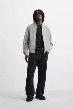 Легкая куртка-бомбер ZARA, средне-серый