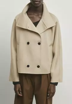 Легкая куртка Cropped Massimo Dutti, бежевый