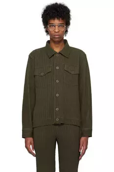 Легкая куртка цвета хаки из шерсти HOMME PLISS ISSEY MIYAKE