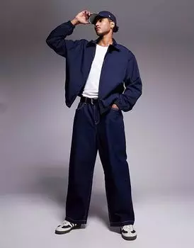 Легкая куртка-харрингтон свободного кроя ASOS DESIGN темно-синего цвета