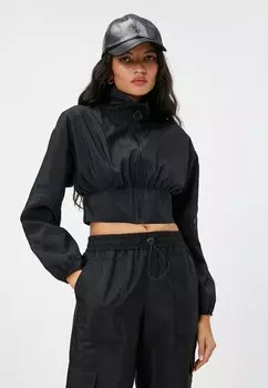 Легкая куртка HIGH RISE ELASTIC WAIST CROP PARACHUTE Koton, черный
