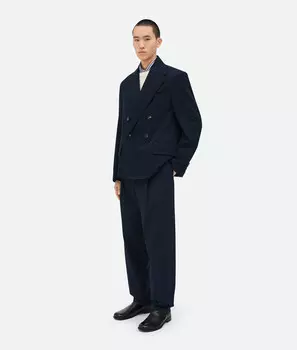 Легкая куртка из хлопчатобумажной саржи Bottega Veneta, темно-синий