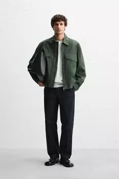 Легкая куртка с карманами ZARA, зеленый