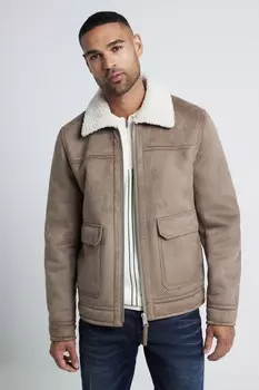 Легкая куртка в стиле вестерн из овчины River Island, коричневый