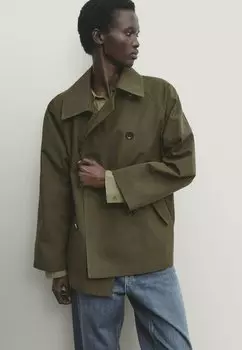 Легкая куртка With Back Pleat Massimo Dutti, хаки