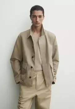 Легкая куртка WITH POCKETS Massimo Dutti, цвет camel