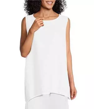 Легкая льняная майка большого размера без рукавов с круглым вырезом Bryn Walker Pira, белый