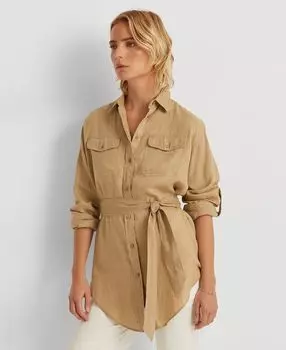 Легкая льняная рубашка с поясом Lauren Ralph Lauren, мульти