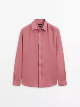 Легкая льняная рубашка стандартного кроя Massimo Dutti, розовый