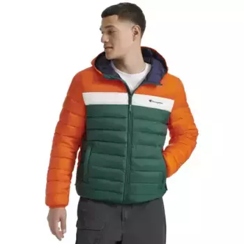 Легкая мужская куртка-пуховик с капюшоном Champion, цвет orange combo