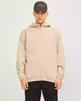 Легкая мужская куртка с капюшоном и застежкой-молнией Jack & Jones, бежевый
