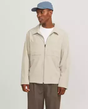 Легкая мужская куртка с передними карманами и застежкой-молнией Jack & Jones, бежевый