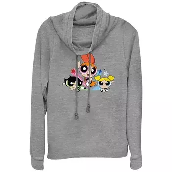 Легкая одежда для юниоров The Powerpuff Girls Ready For Action с воротником-хомутом и рисунком с длинными рукавами Licensed Character, цвет Gray Heather