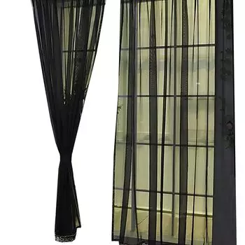 Легкая оконная занавеска с цветком петунии, сквозная марля, украшение интерьера, фиолетовый Stuttg, черный