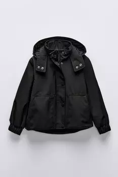 Легкая парка ZARA, черный