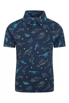 Легкая повседневная рубашка поло из хлопка с коротким рукавом и принтом на пуговицах Mountain Warehouse, синий